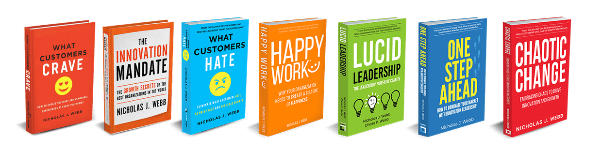 Books by Nicholas J. Webb, including What Customers Crave, The Innovation Mandate, and Happy Work